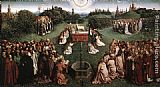 Jan Van Eyck Famous Paintings - The Ghent Altarpiece Adoration of the Lamb